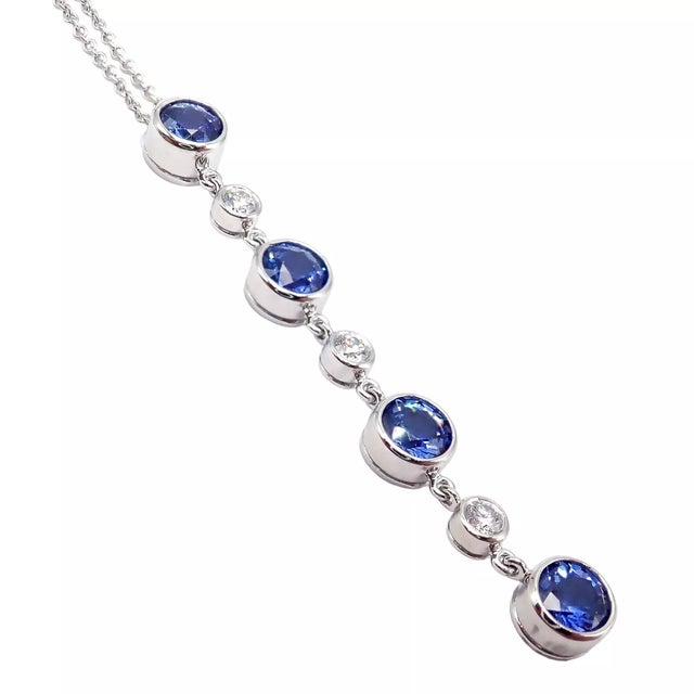 Tiffany & Co. Platinum Jazz Diamond Tanzanite Pendant Necklace For Sale - Image 9 of 11