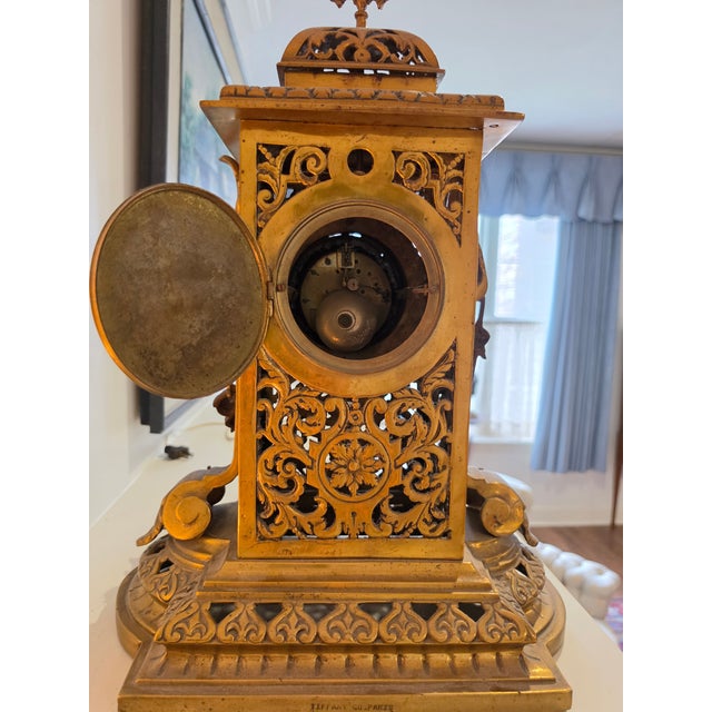 Tiffany & Co Paris Gilded Bronze Mantle Clock For Sale - Image 9 of 12