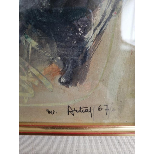 Modern Philippe Artias, Composition abstraite, 1967, Watercolor on Wood, Framed For Sale - Image 3 of 5