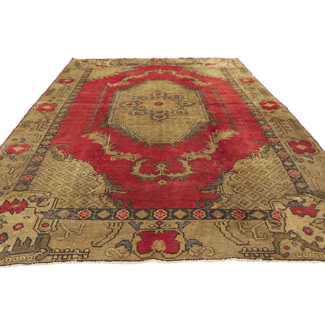 Mid 20th Century Vintage Turkish Oushak Rug - 05'02 X 08'08 For Sale - Image 5 of 11