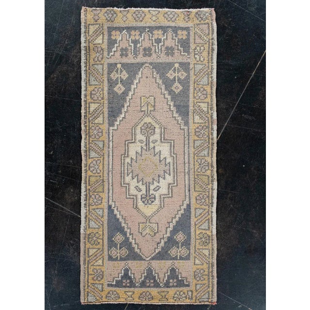 Oriental Hand Knotted Vintage Turkish Mini Rug 1'7" x 3'4" For Sale In Houston - Image 6 of 6
