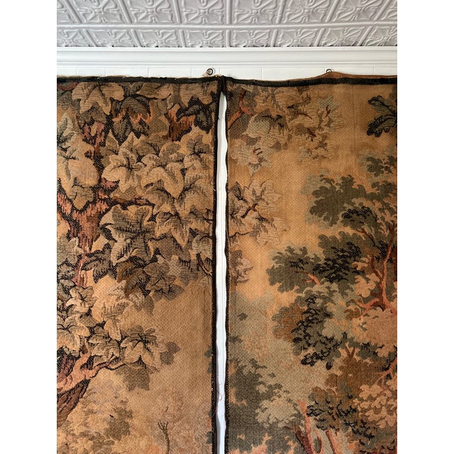 18th Century Antique Verdure Tapestries With Wooden Rods For Sale - Image 5 of 6