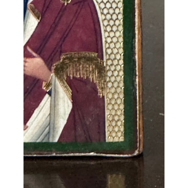 Gold Miniature Hand-Painted Orthodox Icon – Virgin and Child For Sale - Image 8 of 11