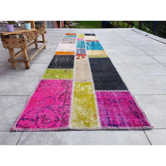 Oushak Vintage Multicolour Runner For Sale - Image 10 of 10