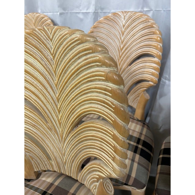 Late 20th Century Wood Carved Palm Frond Leaf Chairs, Set of 6 For Sale - Image 12 of 12