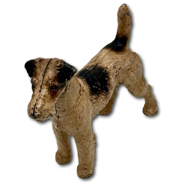 Very Rare Oversize 1930s Hubley #387 Standing Full Figure Fox Terrier Cast Iron Dog Doorstop - 10 Inches Tall X 12 Inches Long For Sale - Image 9 of 18