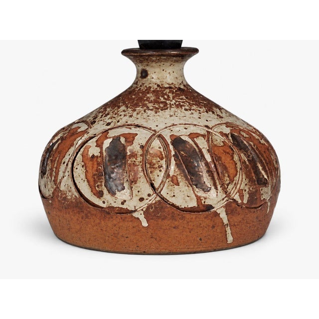 1970s Mid Century Modern Tingkeramik Følle, Small Table Lamp, Brown Glazed Stoneware For Sale In New York - Image 6 of 11