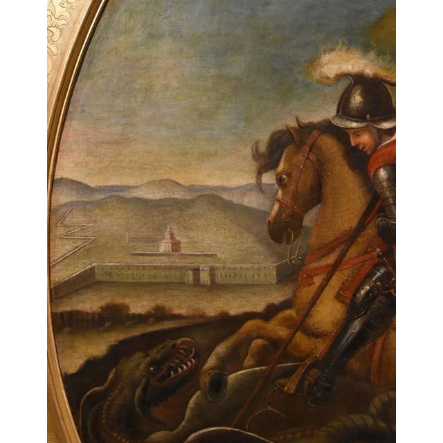 Follower of Raffaello Sanzio, Saint George & the Dragon, 1700, Oil on Canvas, Framed For Sale - Image 10 of 17