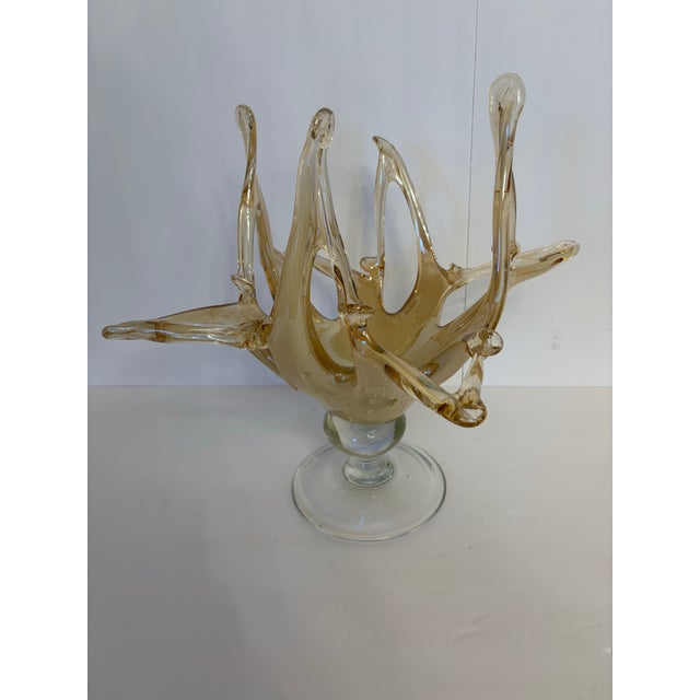 Mid-Century Modern Vintage Murano Style Art Glass Centerpiece Bowl For Sale - Image 3 of 5