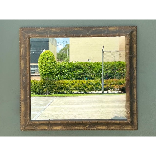 Victorian Vintage Art Nouveau Ornate Carved Wood Mirror For Sale - Image 3 of 14