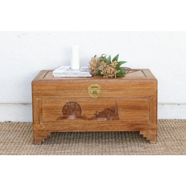 This elegant carved chest is a treasure that is as functional as it is beautiful. This vintage Chinese storage trunk,...