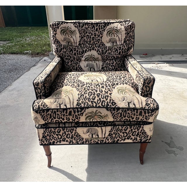 1980s French Chippendale Style Faux Bamboo Lounge Chair For Sale - Image 4 of 8