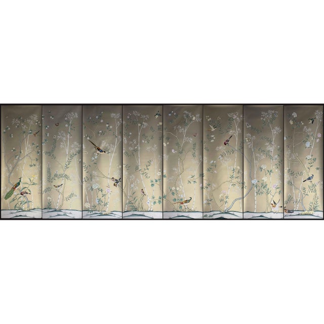 Chinoiserie Floral Bamboo Hand Painted Wallpapers Mural Panel - 8 Panels For Sale - Image 10 of 10