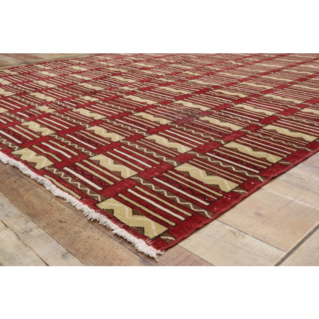 60×104 \"zig-zag” ViNTAGE TURKiSH RUG 7x10 ZIGZAG Vintage Turkish KILIM Area Rug, Oushak Handmade