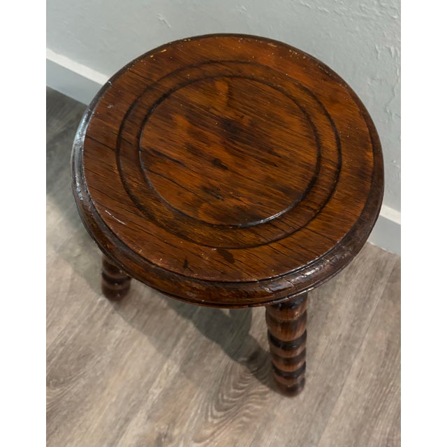 Rustic European Vintage French Tripod Stool For Sale - Image 3 of 4