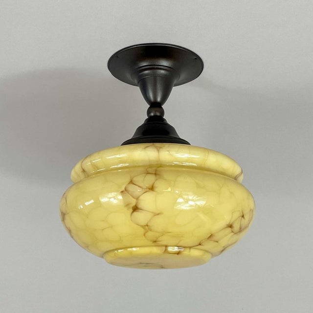 This elegant Art Deco flush mount was designed and manufactured in Germany in the 1920s to 1930s during the Bauhaus...