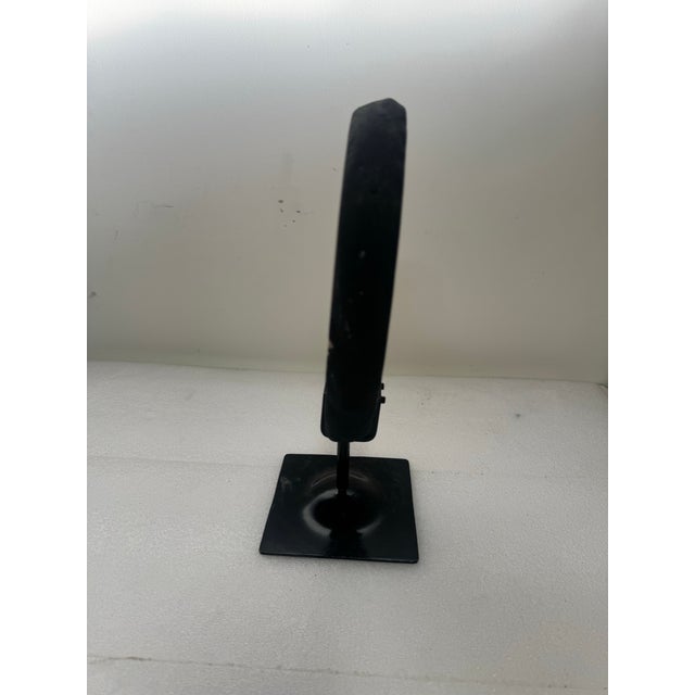 15th Century & Earlier Slice of Natural Amethyst Geode From Brazil on a Custom Black Metal Stand For Sale - Image 4 of 12