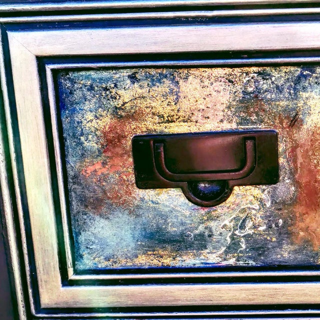 Patrick Briggs 'Tamara De Lempica" 2021 Acrylic Painted Campaign Style Wooden Nightstand For Sale - Image 9 of 12