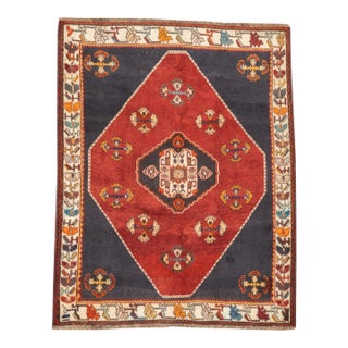 Semi-Antique Hand-Knotted Persian Qashqai Rug 5'5" X 6'11" For Sale