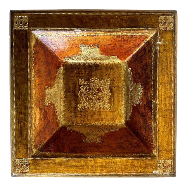 Vintage Florentia Italy Dresser Tray Hand Made Catch All in Gold & Copper For Sale