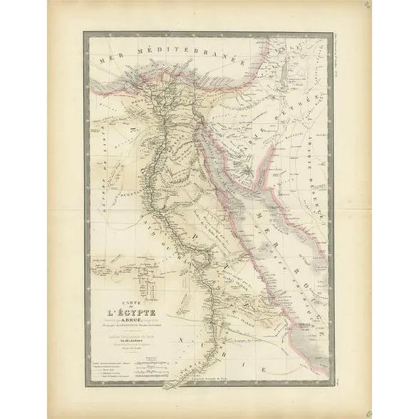Antique Map of Egypt, 1875 For Sale