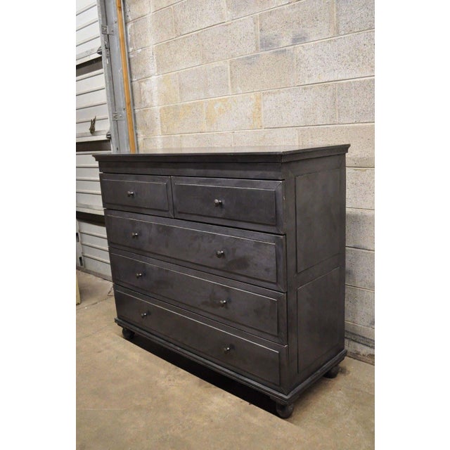 Industrial Restoration Hardware Annecy Metal Wrapped 5-Drawer Chest of Drawers | Chairish
