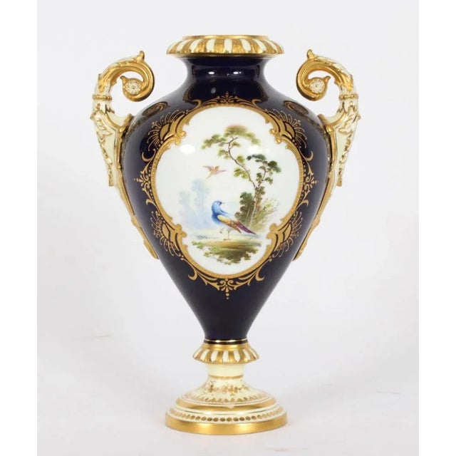 Antique Coalport Vases in Cobalt Blue by A. Perry, 1890s, Set of 2 For Sale - Image 13 of 18