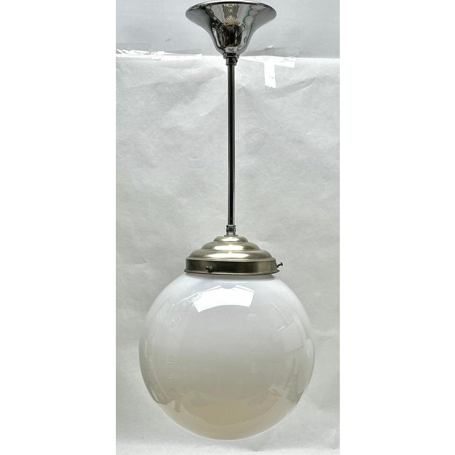 Pendant Stem Lamp with Opaline Shade from Phillips, Netherlands, 1930s For Sale - Image 13 of 14