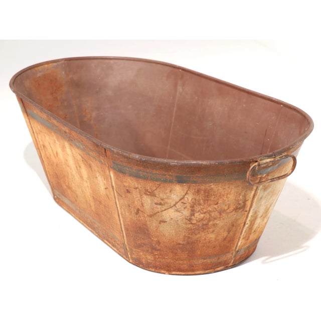 American Antique Country Wash Basin With Traces of Old Paint For Sale - Image 3 of 8