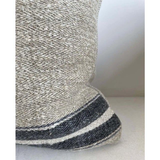 French Vintage European Grain Sack Pillow With Insert For Sale - Image 3 of 7