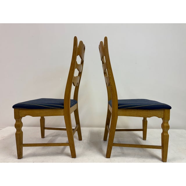 Brown Vintage Razorblade Dining Chairs in Oak by Henning Kjaernulf, 1960s, Set of 6 For Sale - Image 8 of 17
