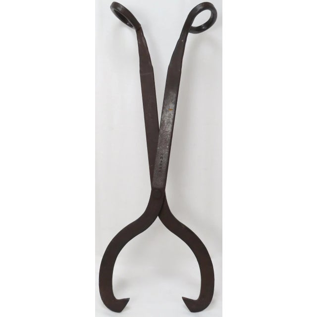 Large Antique Authentic Boston & Maine Railroad Wrought Iron Block Ice Tongs For Sale - Image 13 of 13