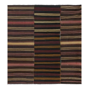 1960s Oversize Bohemian Striped Wool Kilim Rug