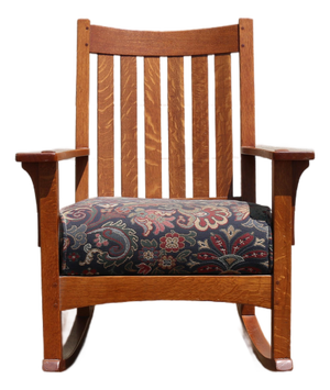 1940s Mission Style Solid Oak Rocking Chair | Arts & Crafts Wooden Rocker