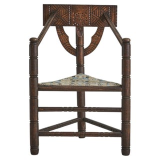 Antique Swedish Oak Corner Chair - 2 Available For Sale