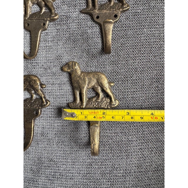 Antique Brass Wildlife Sporting Wall Hooks, Cabin Mudroom Architectural Hardware - Set of 5 For Sale - Image 10 of 16