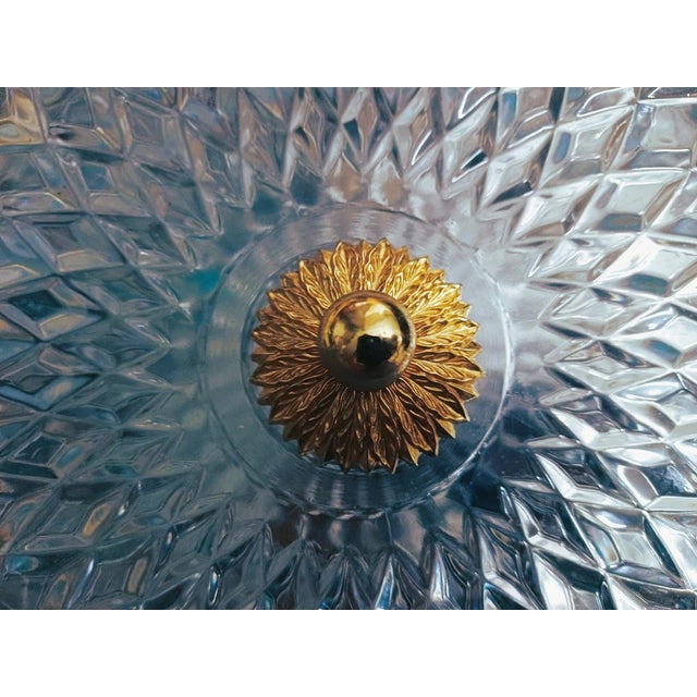 Large Art Deco Ceiling Light in Gold-Plated Brass and Crystal, Rome, Italy, 1990s For Sale - Image 11 of 18