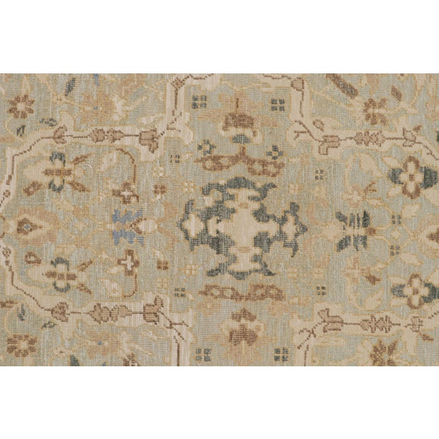 2010s 2010s Rug & Kilim’s Oushak Style Rug in Blue and Beige-Brown Floral Patterns For Sale - Image 5 of 8