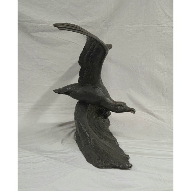 Metal Albatross Bronze Sculpture, by French Artist Maximilien Fiot (1886-1953) For Sale - Image 7 of 13