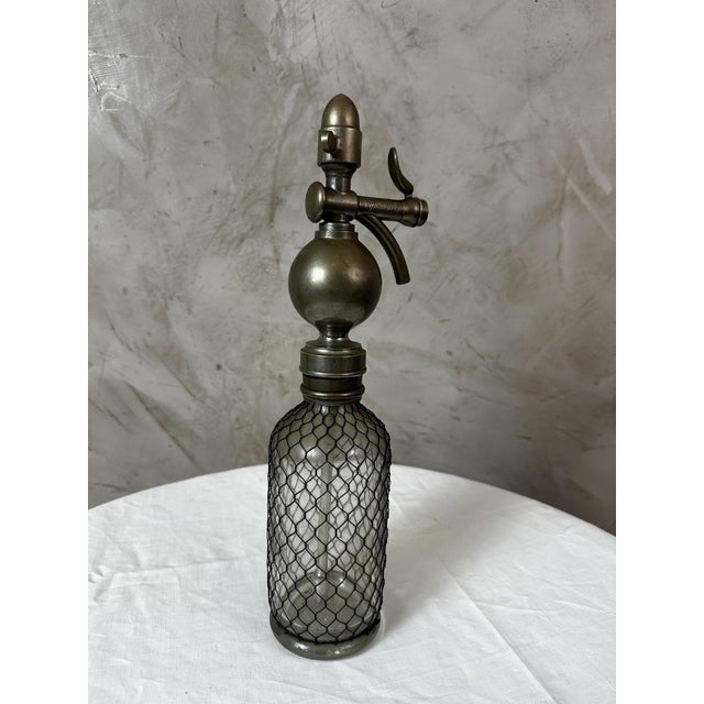 Metal Vintage Siphon in Glass and Metal, 1900 For Sale - Image 7 of 12