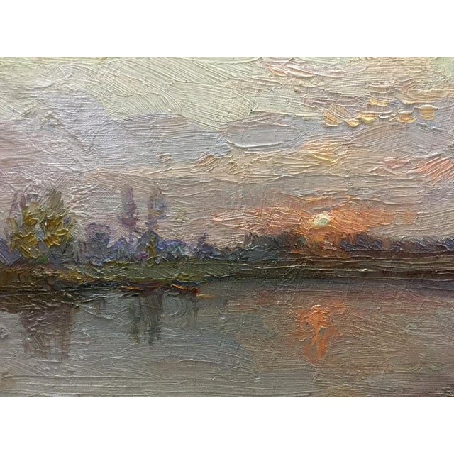 1960s Oil Painting the Sun Is Rising Zhezher Anatoly Mikhailovich For Sale - Image 4 of 11