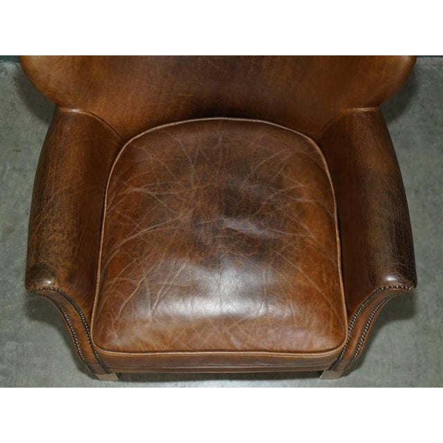 2000 - 2009 Handmade Cigar Brown Leather Club Chair For Sale - Image 5 of 16