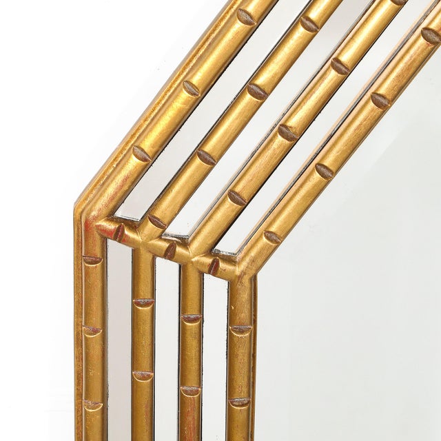 Mid-Century Modernist Octagonal & Tiered Segmented Giltwood Mirror For Sale - Image 11 of 12