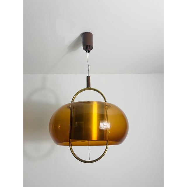 Brass and Acrylic Glass Pendant Lamp by Temde, 1970s For Sale - Image 6 of 12