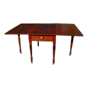 Antique Cherry Gateleg Drop Leaf Table W Drawer Sheraton Style 1850s