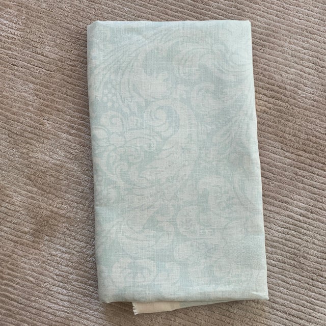 Twigs at John Rosseli Carravaggio Celadon Green Linen Damask Fabric- 2 Yards For Sale In Providence - Image 6 of 6