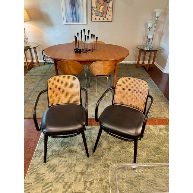 A Pair of Rare Vintage Black and Tan Bentwood Thonet Chairs by Josef Hoffman for Ligna, Circa 1970s For Sale - Image 11 of 12
