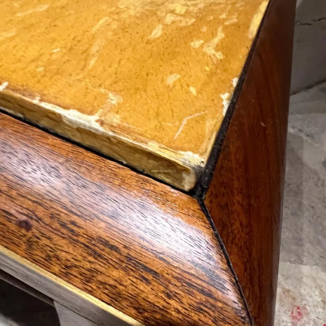 1960s Neoclassical Hand Painted Side Tables Mahogany Goatskin For Sale - Image 9 of 13