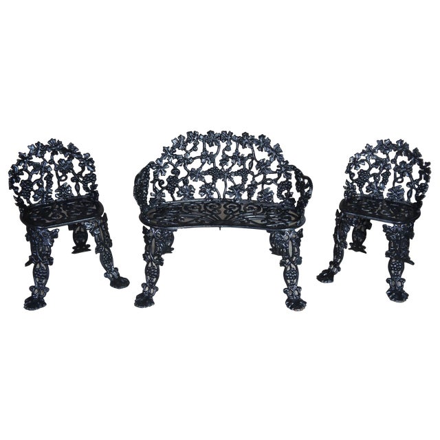 Antique Victorian Cast Iron Grape Vine Garden FurnitureSet Of 3 Chairish