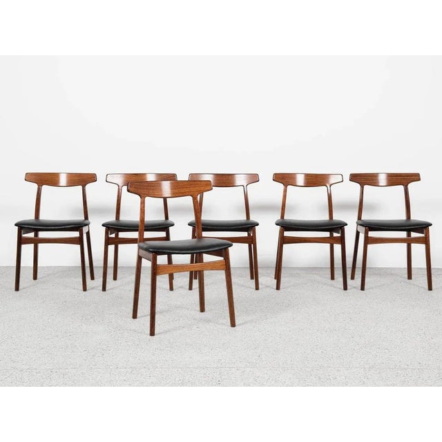 Mid-Century Modern Mid-Century Danish Dining Chairs in Rosewood by Henning Kjaernulf for Bruno Hansen, 1960s, Set of 6 For Sale - Image 3 of 13